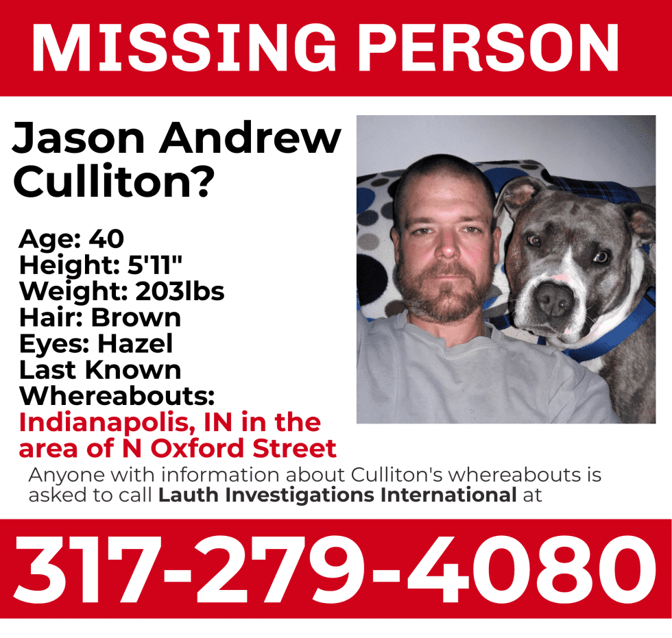Jason Culliton is still missing from Indianapolis Spotlight Missing